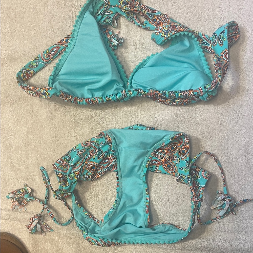 Paisley Print Bikini Set - Turquoise - Picture 2 of 3